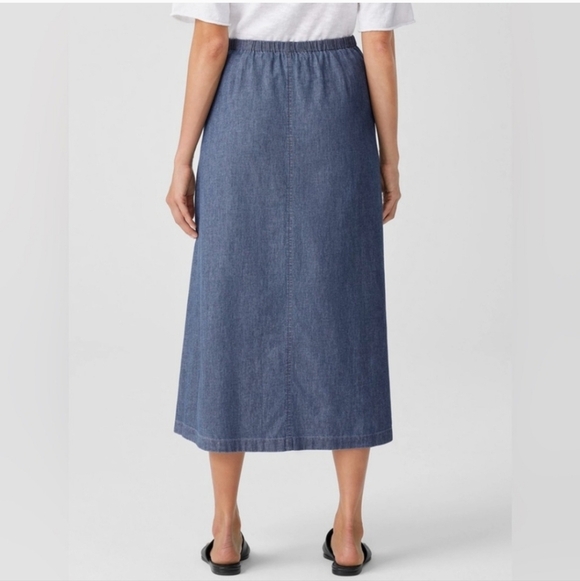 EILEEN FISHER AIRY ORGANIC COTTON TWILL A-LINE SKIRT SZ XL - Picture 3 of 12
